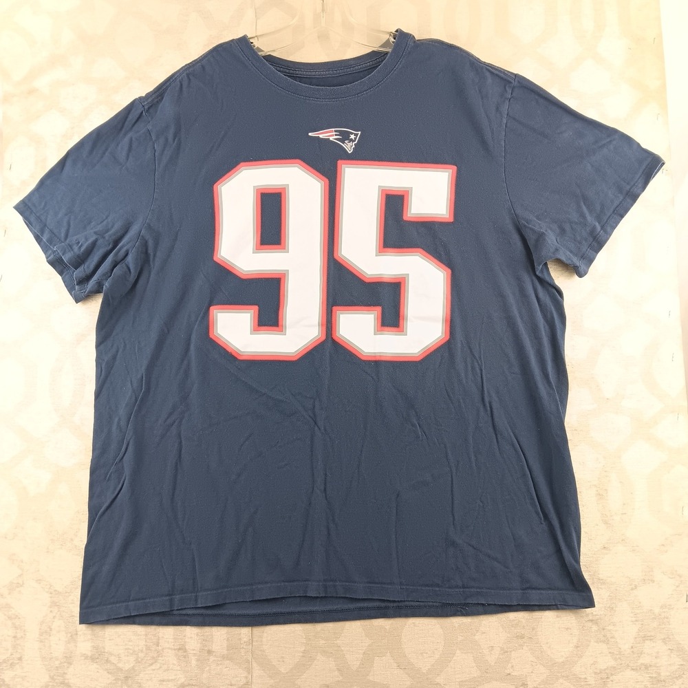 Mens Nike New England Patriots 95 Chandler Jones Athletic T Shirt XXL Navy Blue